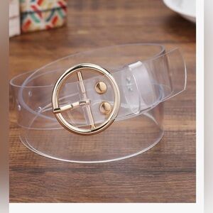 Unique CLEAR BELT, gold circle buckle! Never used!
